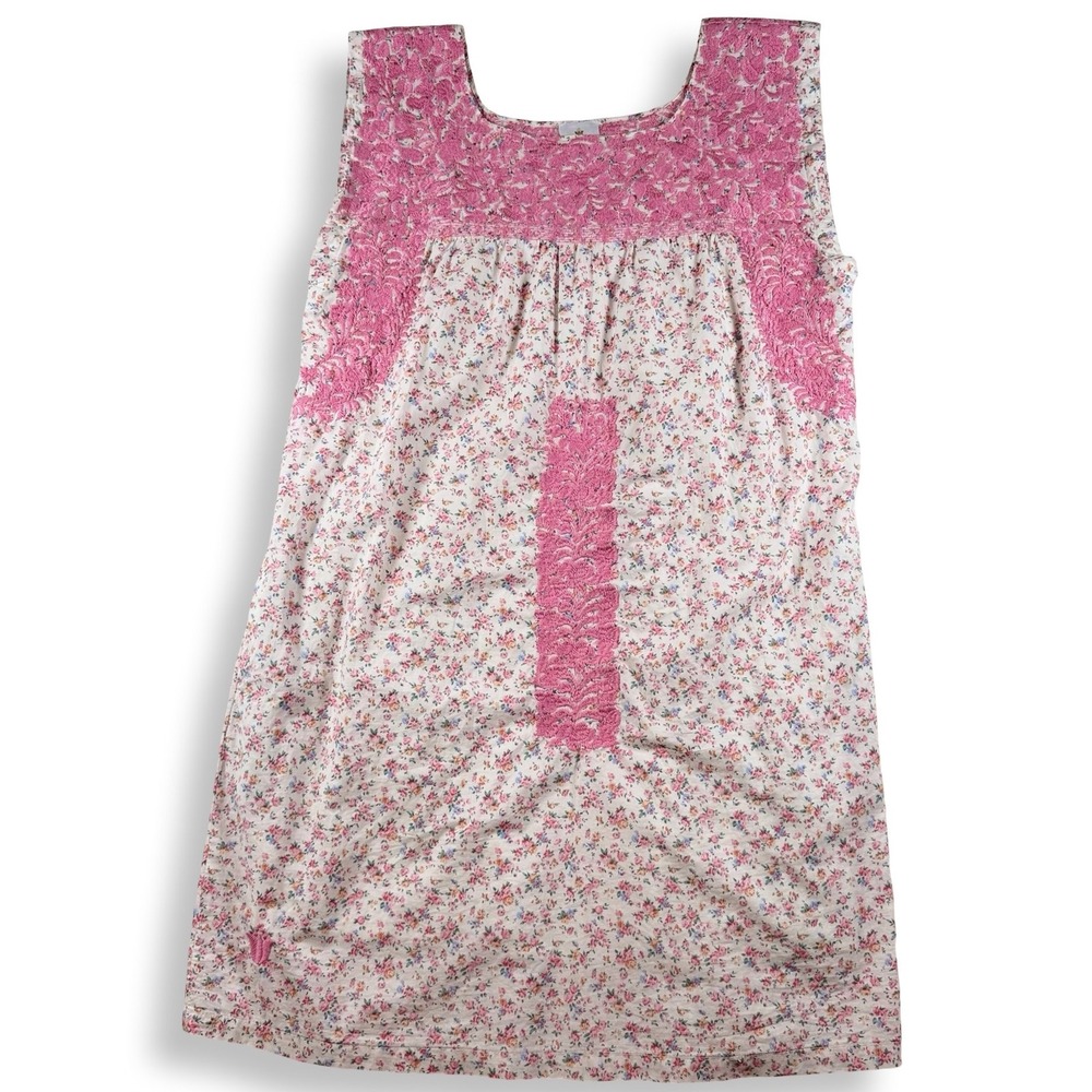 J. Marie Floral Embroidered‎ Sleeveless Dress Pink White JM2153 Womens S